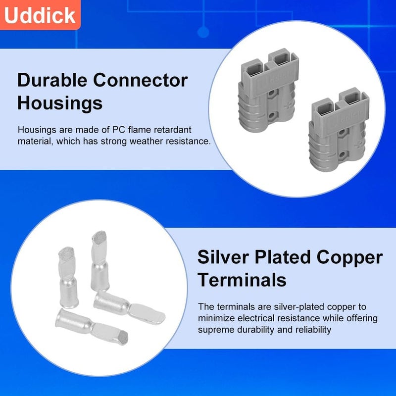 Uddick Battery Quick Disconnect Connecteur 600 V 50A, Grey, 50A with Covers 2PC - Image 3
